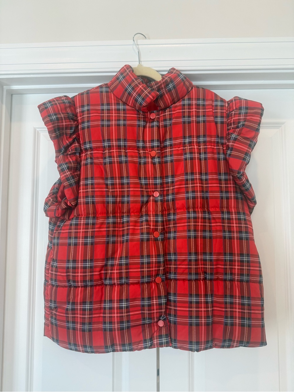 Women’s Red Plaid Quilted Puffer Vest- ready for the holidays!